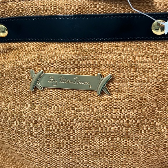 Paloma Picasso hard to find straw patent leather bag tan and black - Picture 2 of 9